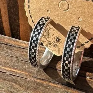 Checkered Hoop Earrings - Stylish and Trendy Design