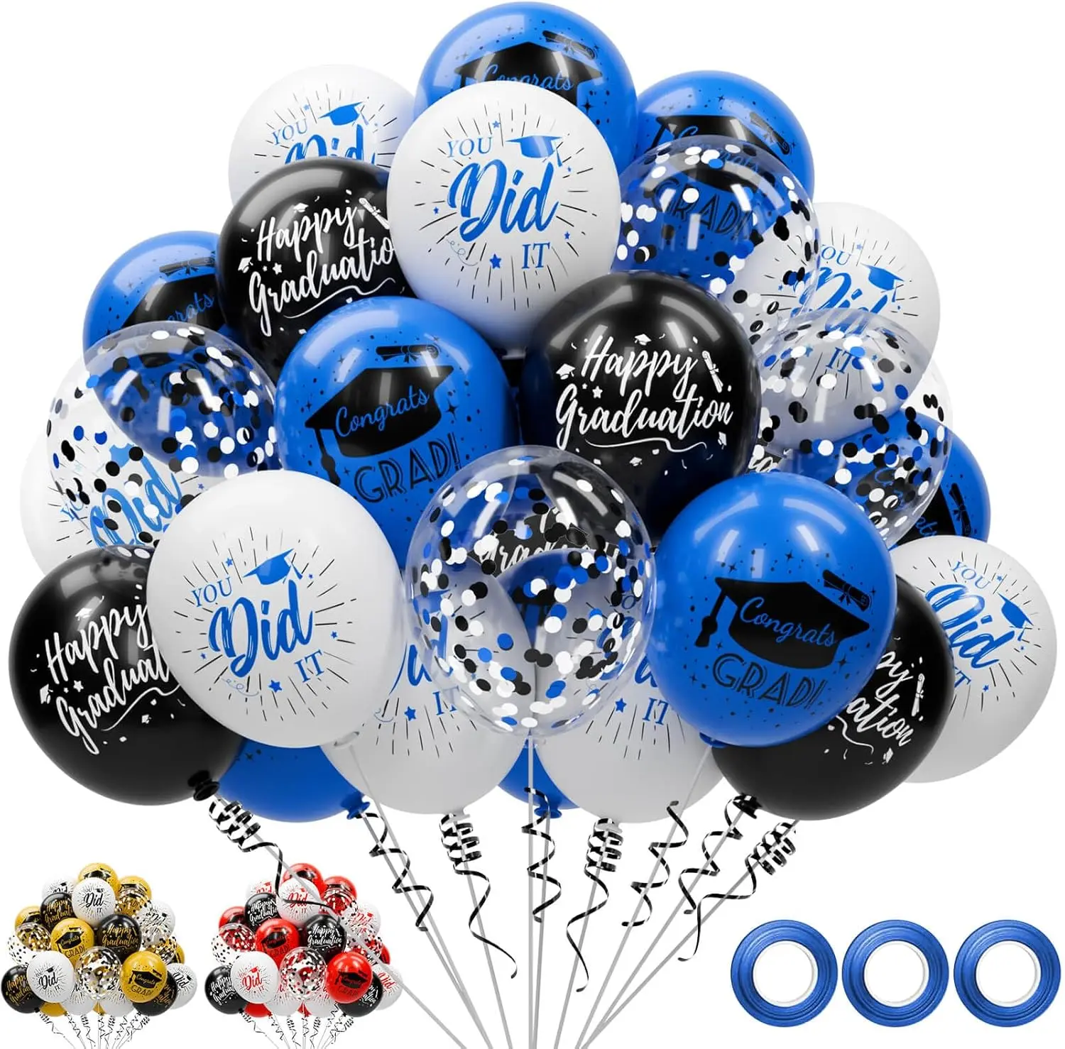 78-Pack Printed Balloons, 12-Inch Blue Orange Party Supplies with Glittering Accents for School Celebrations & Photo Backdrops, Class Of 2026