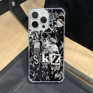 SKZ Letter Black And White Character Splicing Protective Phone Case Suitable for iPhone 17 16e 16 15 14 13 12 11 Mini Pro Max Air X XR XSMAX 8 7 Plus Anti Fall Transparent Soft Back Cover