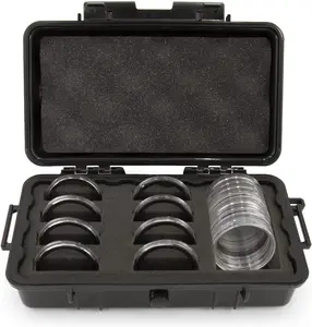 Premium Hard Shell Coin Holder Case Fits 30+ Coin Capsules for Silver Dollar American Silver Eagle up to 52mm - Waterproof & Airtight Seal Technology with Customizable Pre-Diced Foam Interior