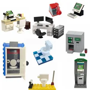 Locking City MOC Furniture Bathroom Public Toilet Building Blocks Toys for Children Assemble City Block DIY Parts Learning Gifts