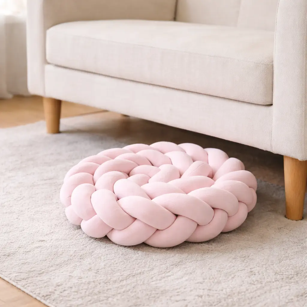 Handwoven Knot Cloud-Like Plush Cushion Pillow - Soft Floor Cushion, Decorative Accessory for Living Room Sofa, Summer Home Decor, Cloud-Like Plush Cushions