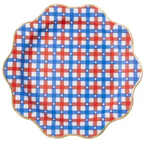 RED & BLUE GINGHAM STAR DINNER PLATES