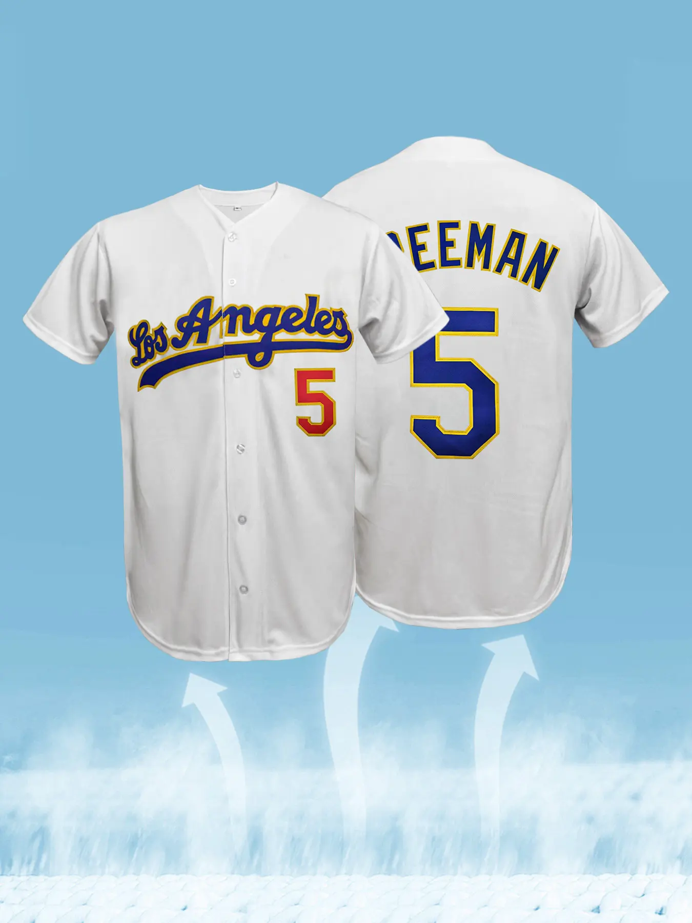 Retro Los Angeles #5 #17 #8 Stitched Baseball Jersey for Men, Classic Button Down Short Sleeve Baseball Shirt, Vintage Style Breathable Sports Uniform, Athletic Tops for Training, Game & Casual Wear, Casual Sporty Top, Jersey Shirts