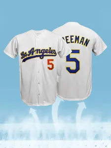 Retro Los Angeles #5 #17 #8 Stitched Baseball Jersey for Men, Classic Button Down Short Sleeve Baseball Shirt, Vintage Style Breathable Sports Uniform for Training, Game & Casual Wear