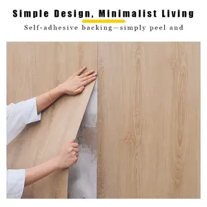 40cm Self-Adhesive Wood Grain Wallpaper Roll, Wall Sticker for Bedroom Kitchen, Floor Decal Background Decor, Easy to Apply