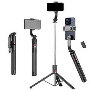1717mm Foldable 2 in 1 Selfie Stick 360° Rotation, 67.6" Height Adjustable Telescoping Tripod Stand Desktop Portable Travel Holder with Wireless Remote , Outdoor Floor Phone Holder Mount Universal Fits for iPhone Samsung Accessories