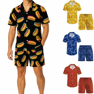 Men's Hawaiian Matching Set Summer Beach 2 Piece Outfit Floral Button Down Shirt and Shorts Vacation Clothes