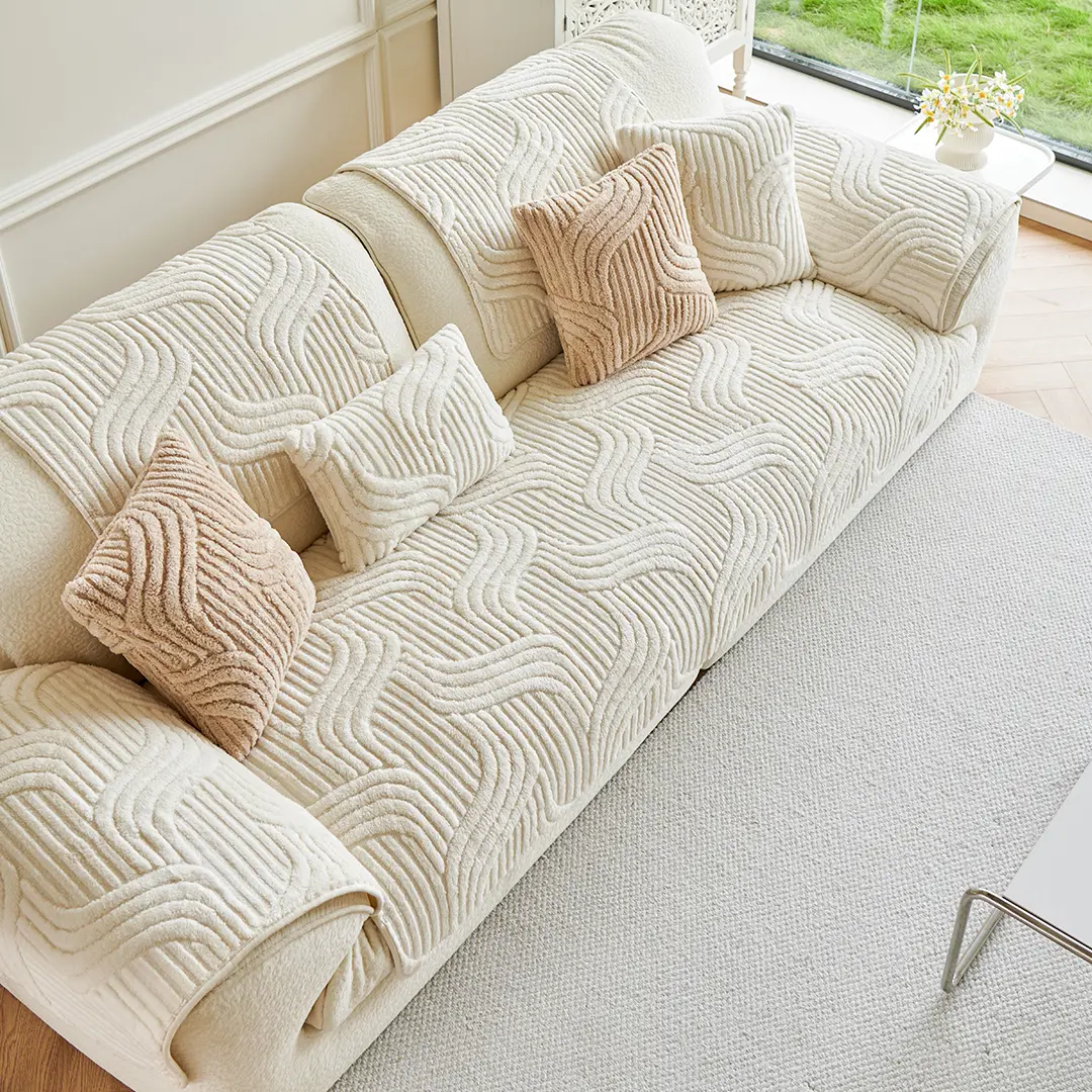 Moon Home Creamy Cotton Velvet Sofa Cushion — creates ambiance in the living room, premium light luxury, non-slip seat cushion, soft and comfortable, enhances home style