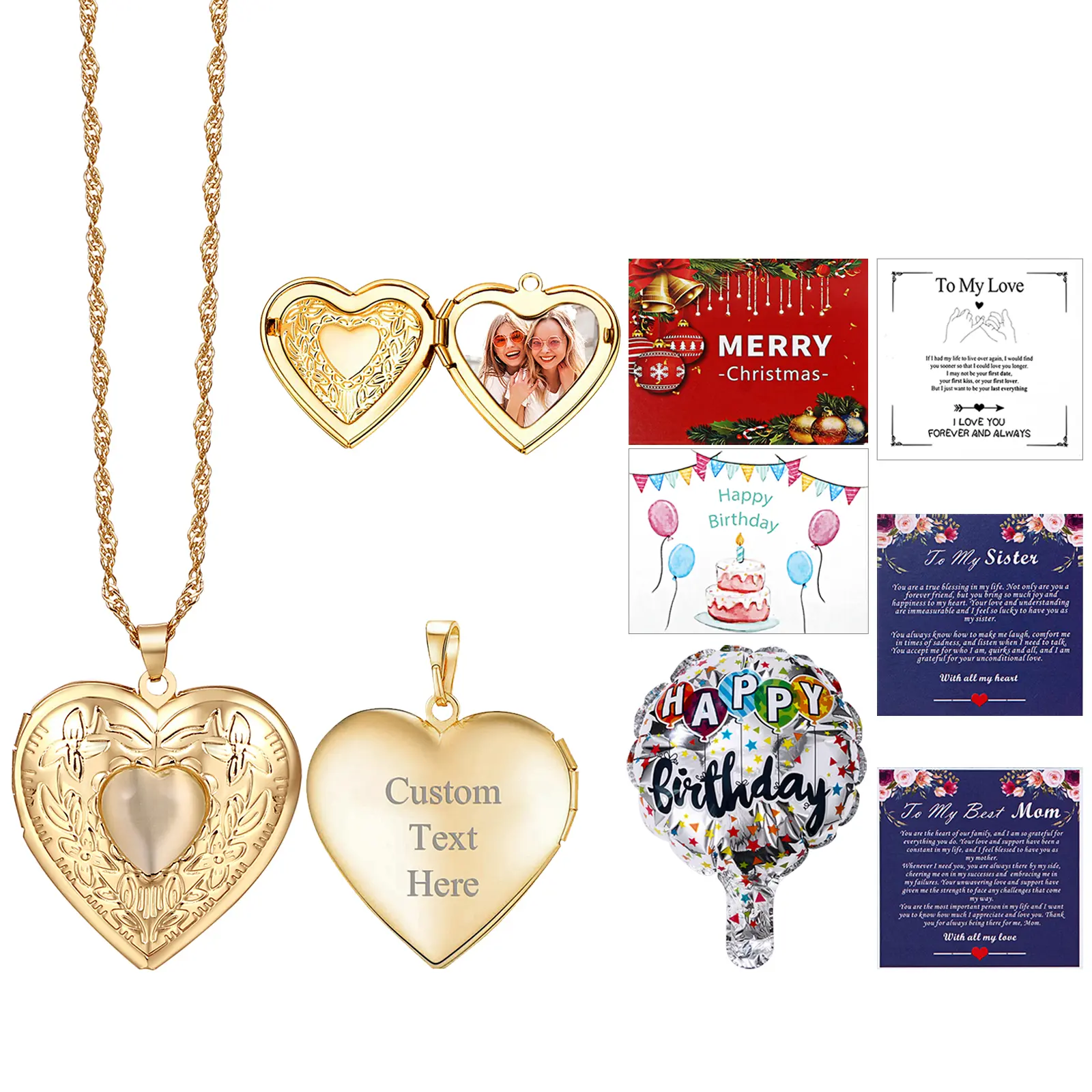 OIDEA Women's Gold-Tone Engraved Heart Locket Necklace - Custom Made Engraved Jewelry, Personalized Photo Pendant, Photocard Holder, Copper Chain Gift Necklace