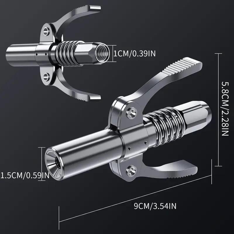 Locking Grease Gun Coupler with Flexible Hose, Leak-Proof Quick Release 6-Jaw Grease Gun Tip for 1/8" NPT Fittings, Rated 10000 PSI for Manual Pneumatic Battery Grease GunsAdjustable Stainless Steel Tool Set