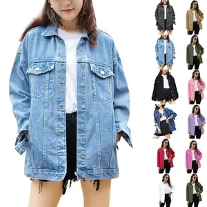 Women’s loose oversized denim jacket, long-sleeved buttoned denim top GARMENTARY