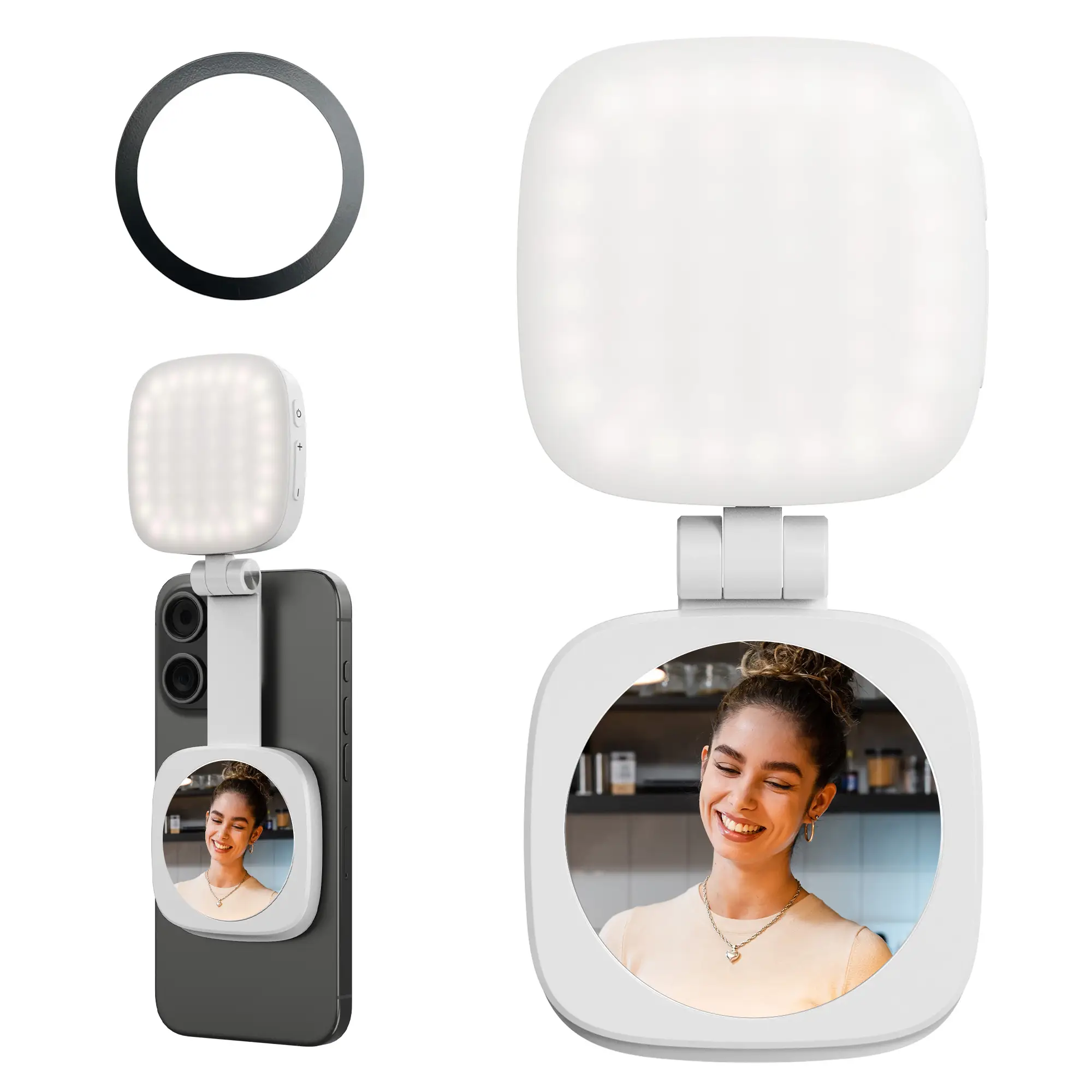【FallDealsForYou】SmallRig 3-in-1 Magnetic Selfie Light for iphone17 Pro/MAX, Phone Light with a Mirror, Instant Attachment for MagSafe, for Selfies,Ma