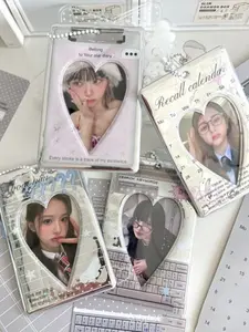 Laser Star Love Idol 3 Inch Photo Storage Inner Photo Keeper Album Photocards Floating Diary Silver Color Card Holder, Display Meal Card School Card Bag Hanging Decoration