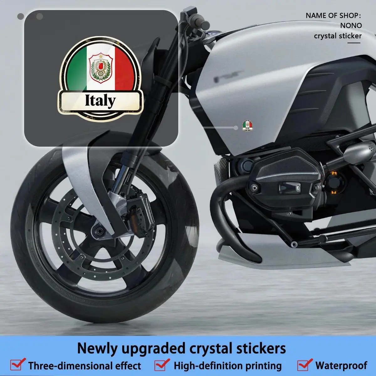 6Pcs/1 set ITAIY motorcycle decal, crystal decal, waterproof, scratch-proof, sun-proof, easy to paste, good decorative effect