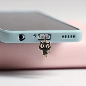 2pcs Cute Cat Phone Dust Plug | Kawaii Kitty Charging Port Charm | Aesthetic Anime Cat Accessory | Compatible with iPhone & Type-C
