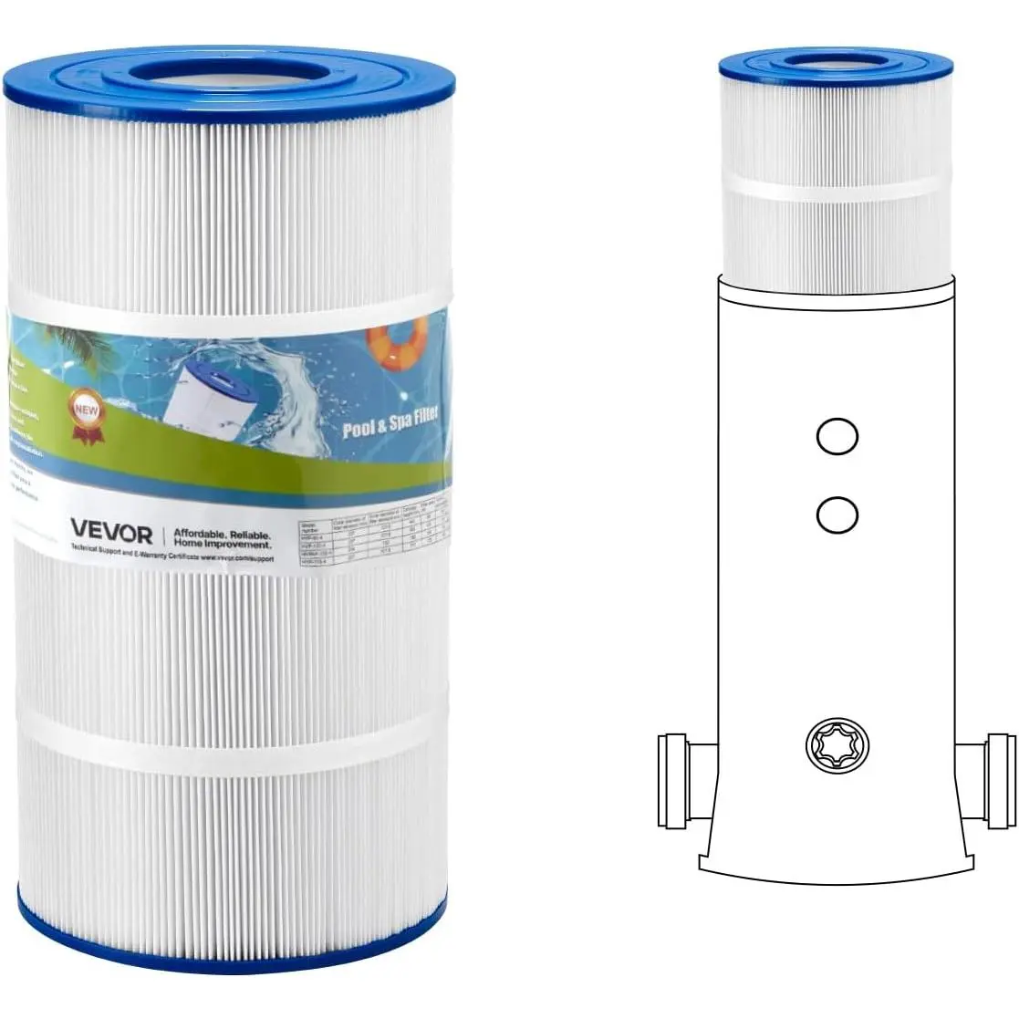 VEVOR C900 Pool Filter Cartridge Replacement for Hayward C900, Replace Pleatco PA90, Hayward CX900RE, Unicel C-8409, 90 sq.ft?L x OD: 17 3/8" x8 15/16"