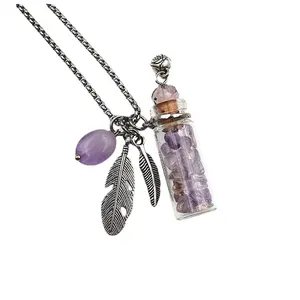 Crystal wishing bottle pendant can be filled with perfume and aromatherapy essential oils  Mother's Day Gift
