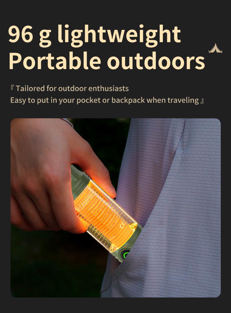 Portable LED Camping Light with Keychain & Hook, Multi-Color Mini Flashlight, Outdoor Atmosphere Lamp for Camping & Hiking