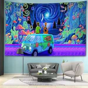 Home Decor Cartoon Mushroom Forest Tapestry Wall Hanging Mysterious Simple Abstract Art Landscape Bohemian Bedroom Living Room