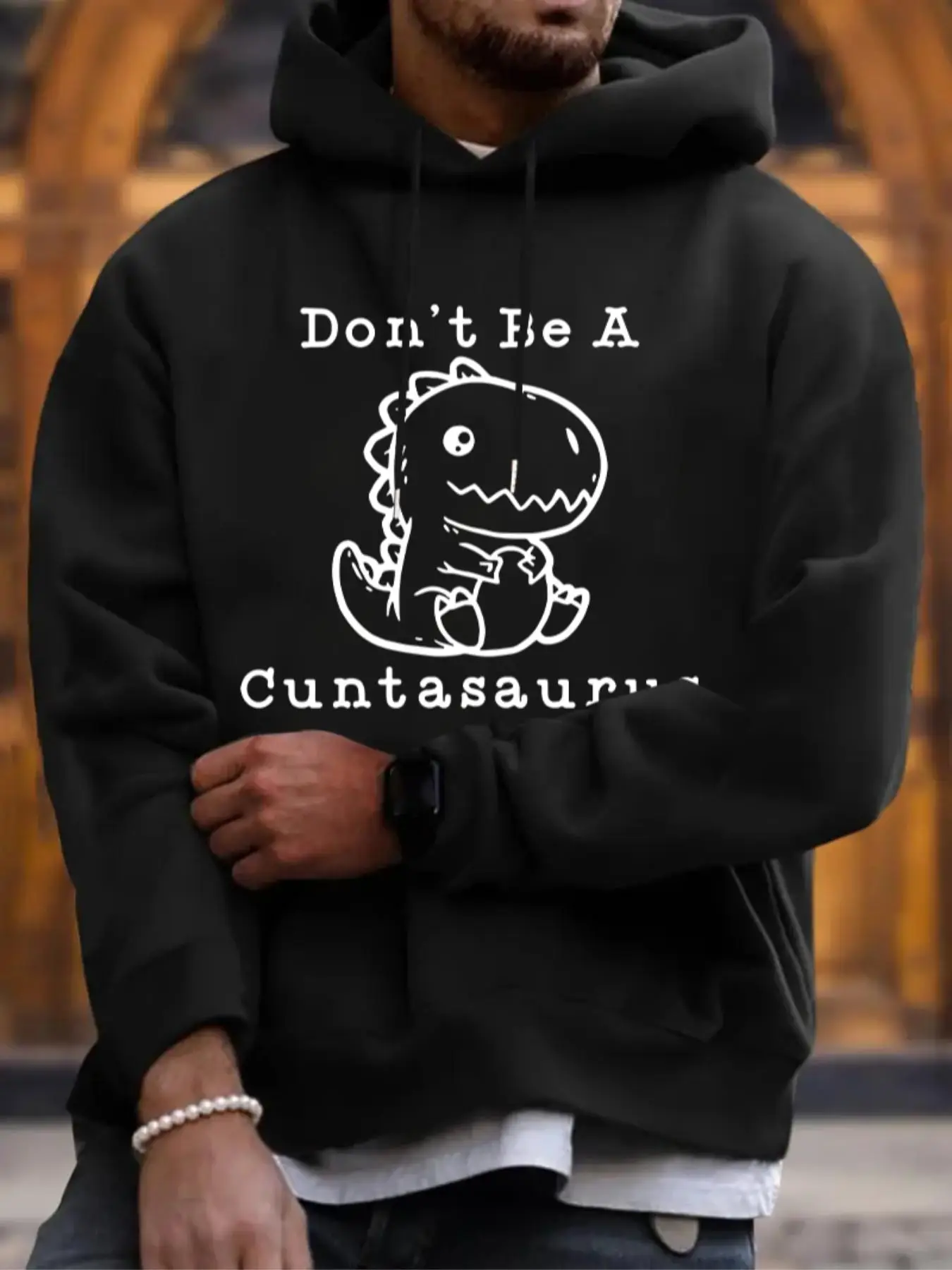 Men's Cartoon Dinosaur Print Drawstring Essentials Hoodie, Fashion Pocket Sweatshirt for Daily Wear, Men Spring & Fall Clothes, Fall Outfits 2024, G