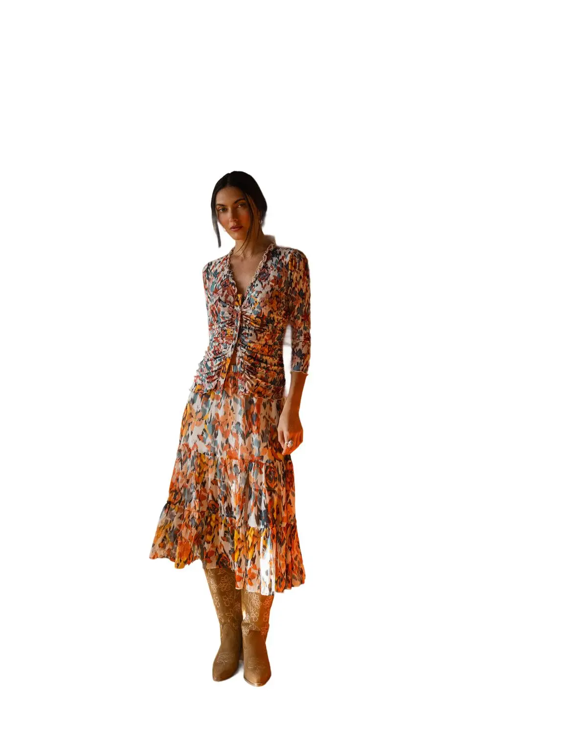 Shyanne Women's Women'S Anderson Floral Print Tiered Midi Skirt - Swsp26s5-Crm