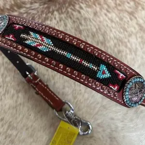 Beaded Arrow Design Leather Western Horse Size Wither Strap