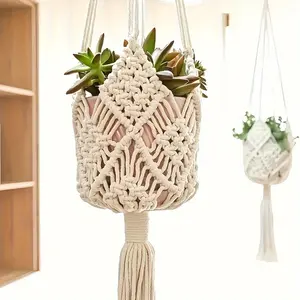 2 Pcs Boho Macrame Plant Hanger Set for Indoor/Outdoor Home Decorations, Hanging Planters, Boho Hand-Knitted Flower Pots Hangers with Geometric Patterns Suitable for Pots up to 8 Inches #TOP PICKS