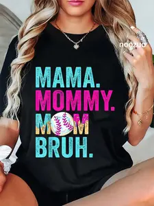 100% Cotton Mama Mommy Mom Bruh Baseball Mom Drip Ice Cream T-Shirt