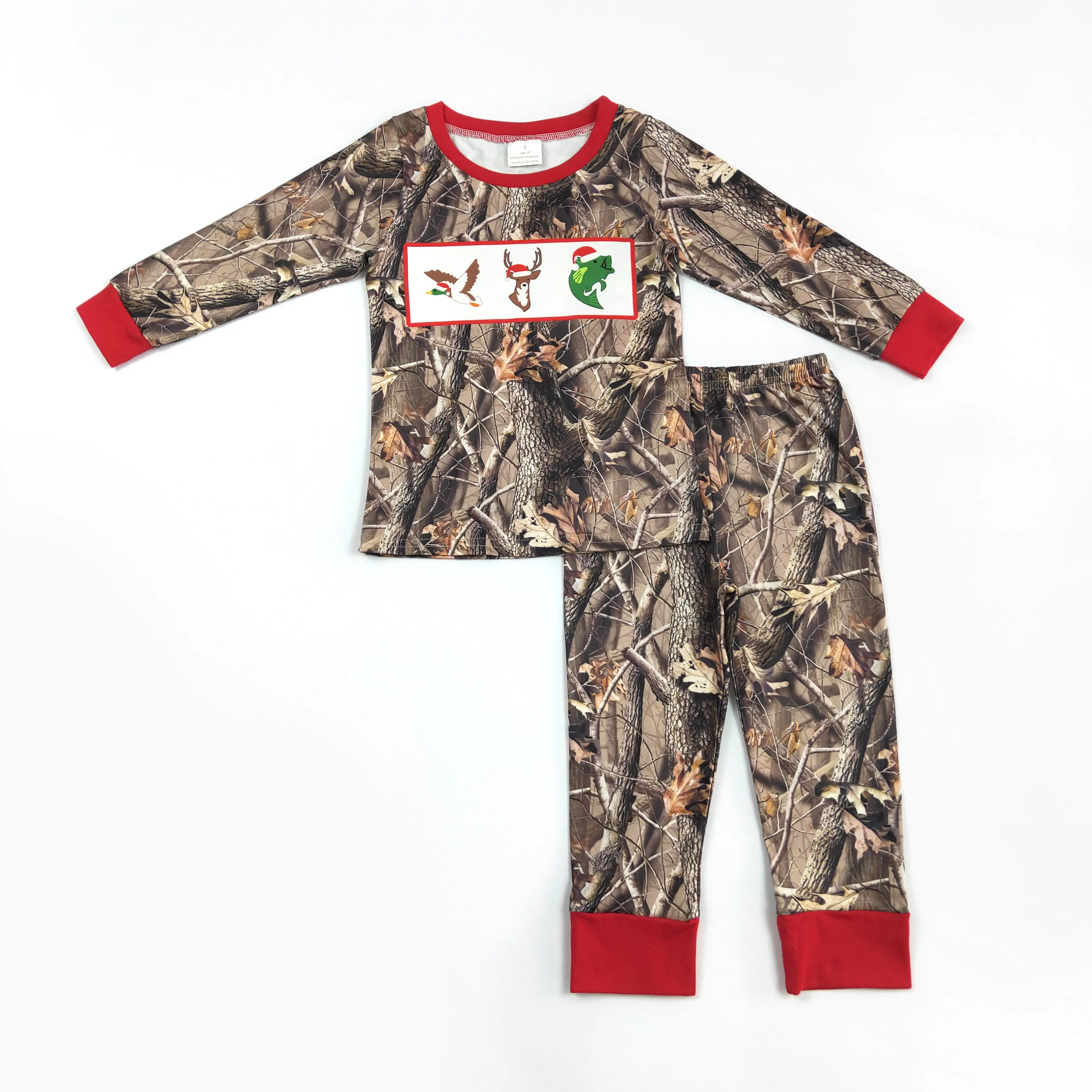 Christmas Camo Duck Deer Long Sleeve Kids Pajamas