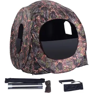 Hunting Blind, 3 Persons Pop Up Ground Blind with Hub System, Carry Bag for Deer & Turkey, Camo Hunting Tent with 360 Degree View See Through Portable Durable Deer Blind