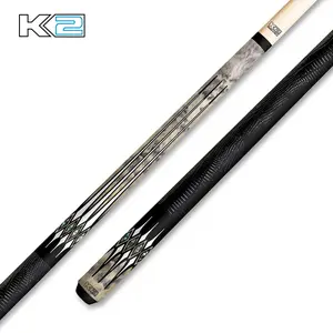 K2 KL192 Cue With Abalone Floating Points & Black Embossed Lizard Wrap, Leatherette, Low Deflect, True Path