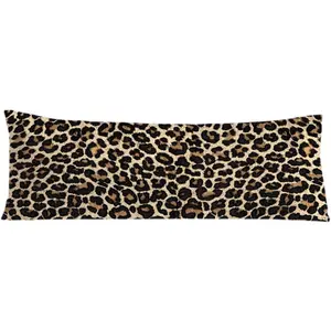 Leopard Print 20x54 Long Body Pillow Cover, Cheetah Print Decorative Pillowcase for Bed Couch, Trendy Girly Wildlife Animal Theme Room Decor