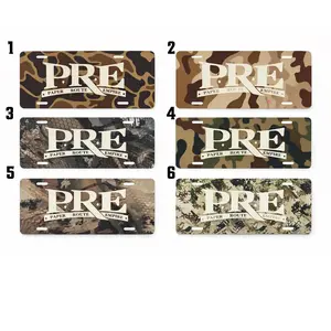 PRE Paper Route Empire Camo Front License Plate - Hip Hop Logo Aluminum Metal Car Tag - Young Dolph Tribute Vanity Plate - Gift for Rap Music Fans