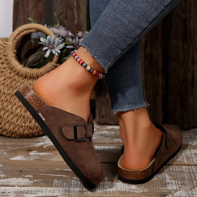 Women's Cork Footbed Clogs Mules Comfort Potato Shoes with Adjustable Buckle
