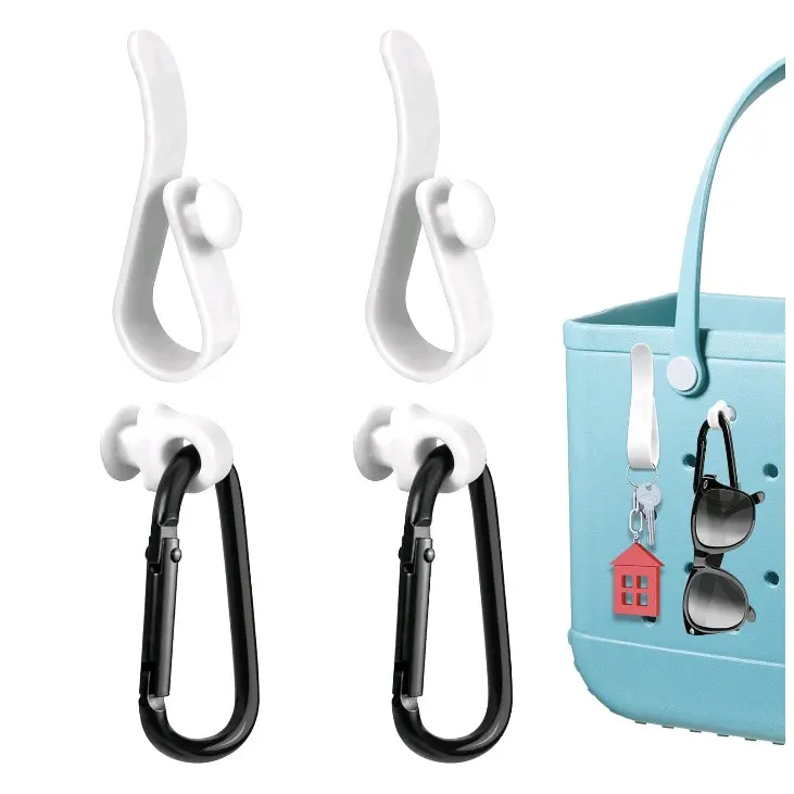 4Pcs Hooks Set Accessories Compatible with Bogg Bag, Insert Carabiner Key Chain Holder Charms, Compatible for Small & Large Beach Bags