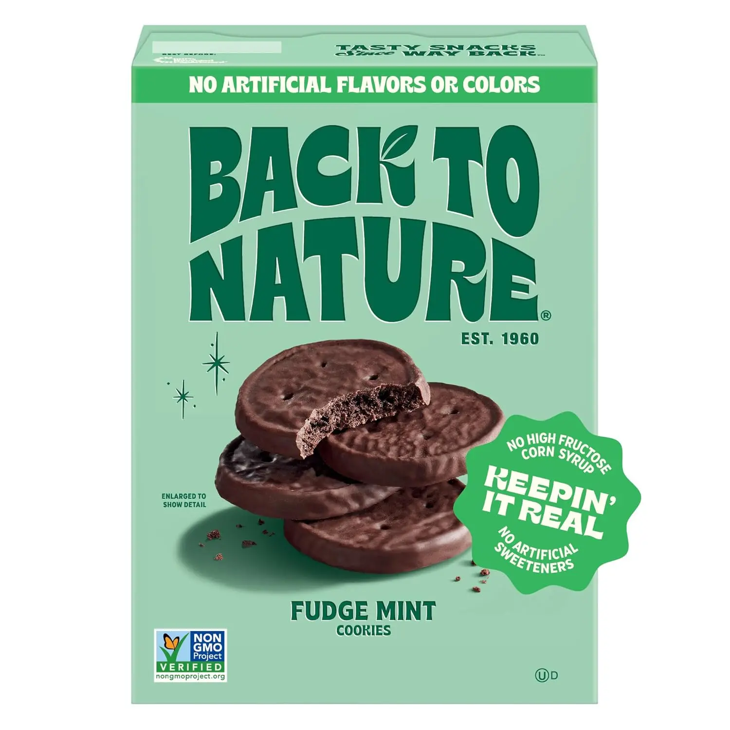 Back to Nature Fudge Mint Cookies, Plant-Based, Non-GMO, Made with Wheat Flour, Snack Happy, 5.5 oz Box