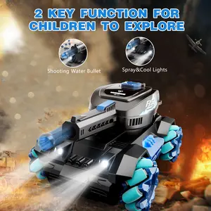 2.4G Remote-controlled Tank Armored Vehicle, Launch Action, Four-wheel Drive, 360°Rotation, Lighting And Music - Gesture Sensing, Two Batteries - ldeal Choice For BoysAnd Parents With Children