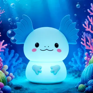 Axolotl Silicone Night Light for Kids - 7 Color Changing Touch Lamp with 3 Brightness Levels, Rechargeable Bedside Lamp for Toddler Bedroom, Cute Animal Nightlight Gift for Boys Girls 2020 resin pyramid