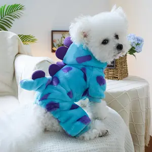 Cute Cartoon Dinosaur Design Pet Costume, Pet Clothes for Small Dogs, Warm Pet Clothes for Autumn & Winter, Dog & Cat Costumes, Clothing