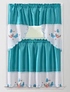 Bt507-Blue Polyester Kitchen Curtain
