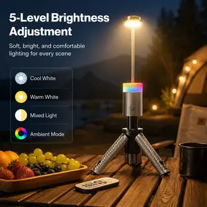 Camping light with stand, High Endurance Rechargeable Retractable Camping Lantern, Portable LED Work Light with Magnet, Waterproof Outdoor Camping Lantern, Suitable for Camping, Hiking, Night Fishing, Adventures and Hurricane Emergencies