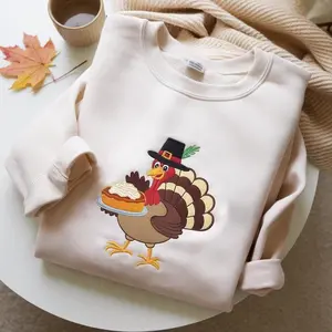 Embroidered Thanksgiving Turkey Sweatshirt, Thanksgiving Shirt, Fall Sweatshirt, Autumn Turkey Sweatshirt, Funny Chicken Autumn Sweatshirt