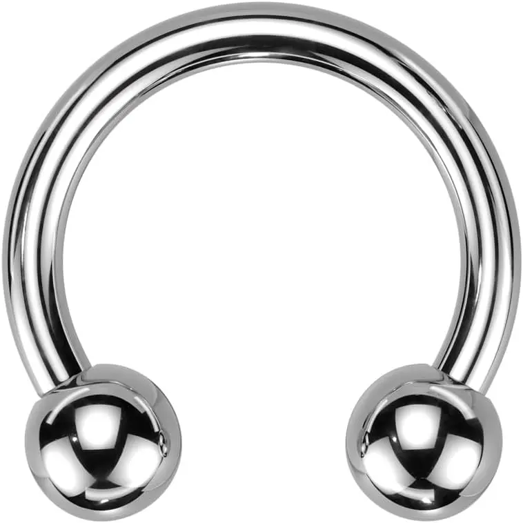 18-00GA ASTM F-136 Implant Grade Titanium Internally Threaded Ball Ends Circular Horseshoe Barbell