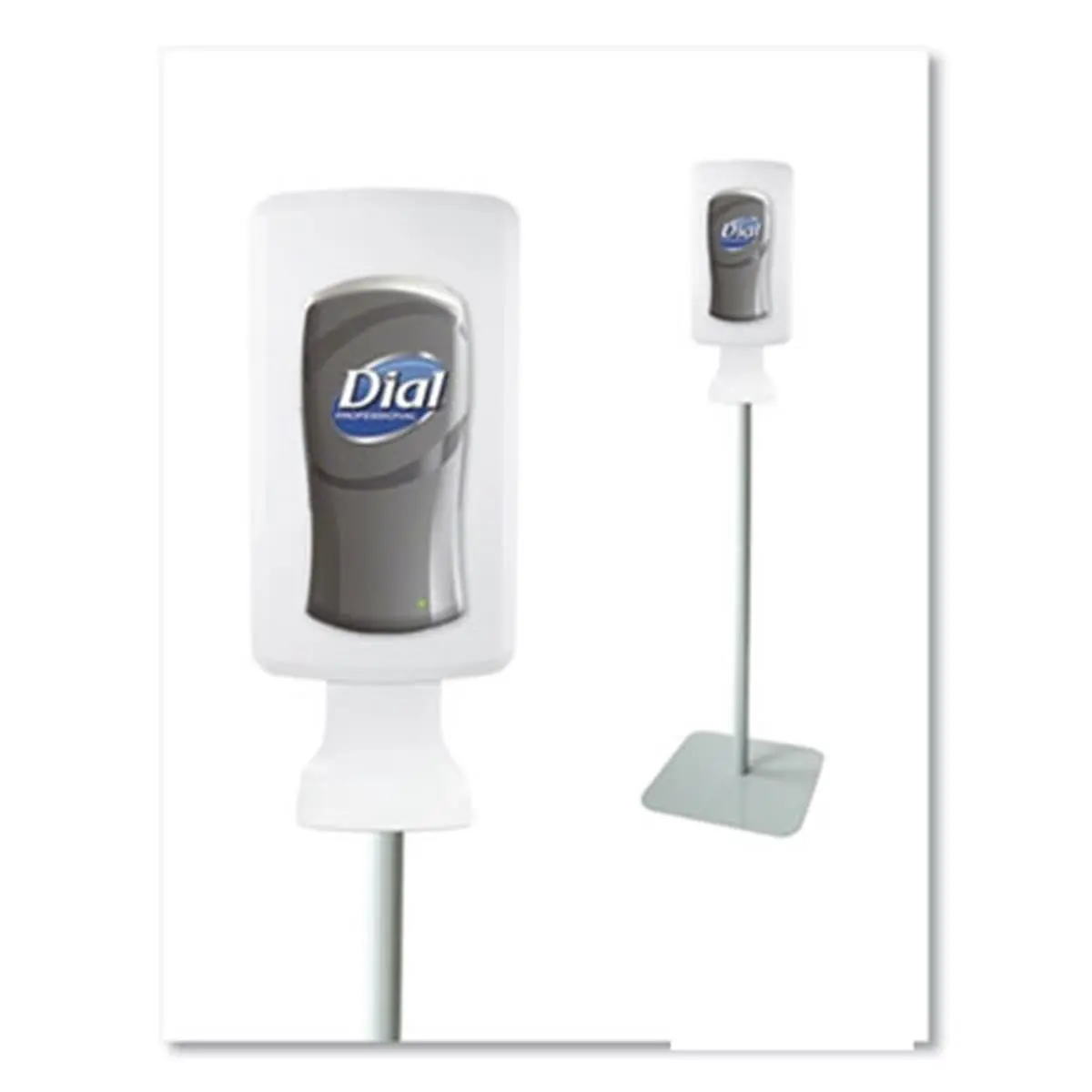 Dial Professional 09495EA Free-Standing Touch-Free Hand Dispenser Floor Stand, White, 15.7x15.7x58.3", Integrated Drip Tray, Leak-Proof Design for Home/Office