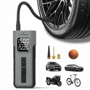 Portable Tire Inflator, HYVOHEX C2 Cordless Air Pump with Auto Shutoff, Digital Pressure Gauge & LED Light for Car Tires, Bikes, Motorcycles & Balls Automotive Maintenance Tools