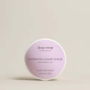 Deep Steep Premium Beauty Sugar Scrub - Lilac Blossom 8 oz - Moisturizing Body Care with Argan Oil and Cocoa Butter