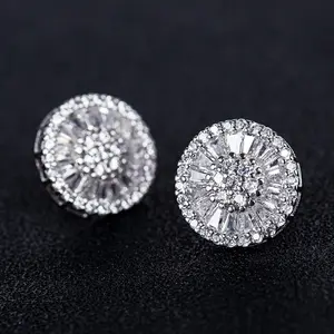 Elegant Luxury Round Sparkling Zirconia Stud Earring For Women Fine Jewelry Chic Full Zirconia Inlaid Stud Earring Jewelry
