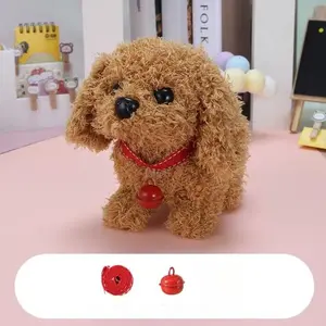 Electronic Plush Puppy Dog Toy, Battery Powered Fun Interactive Dog Walking, Barking, Tail Wagging, Stretching Companion Animal for Kids Toddlers Above 3 Years Old (Brown)