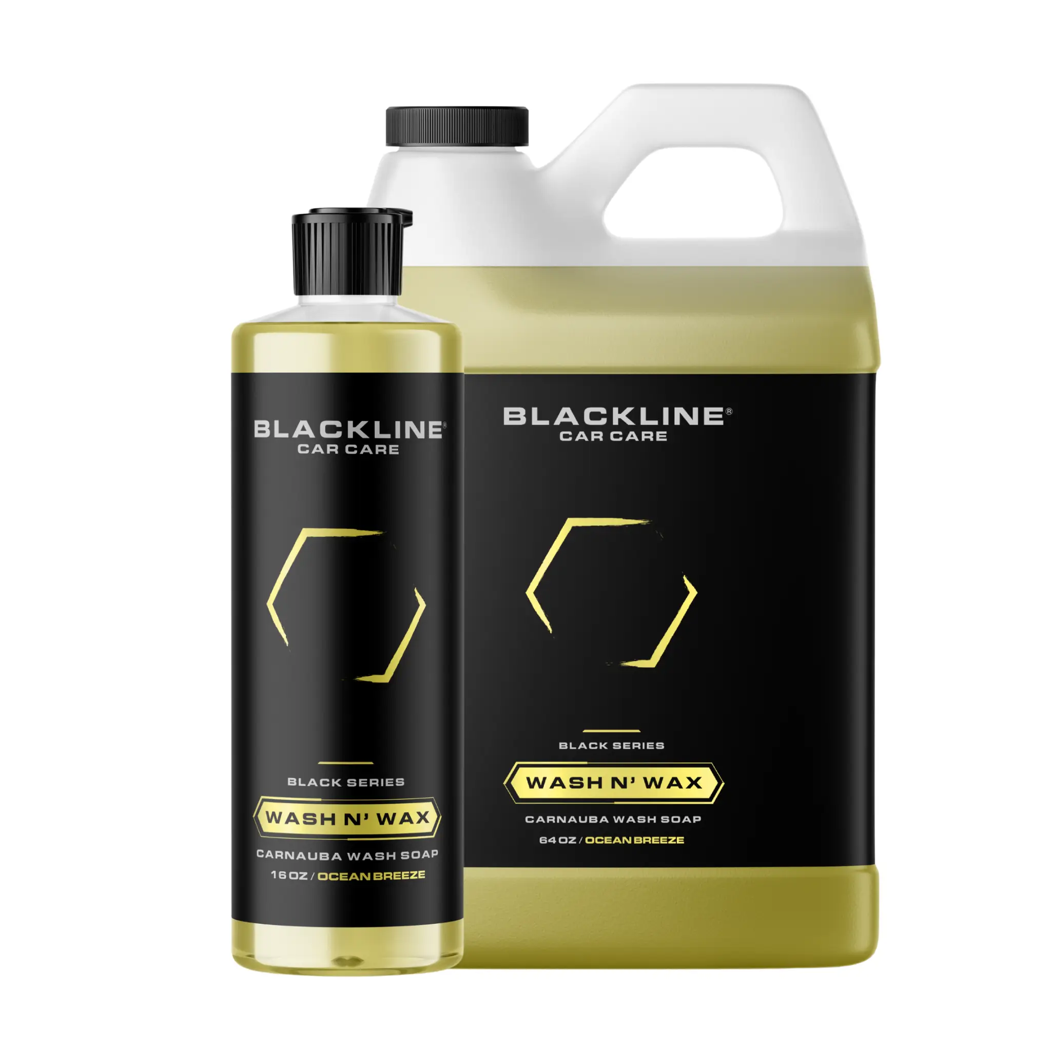 BLACKLINE Wash N' Wax: Premium car wash soap with carnauba wax. Cleans, shines, and protects in one step for a brilliant, long-lasting finish.